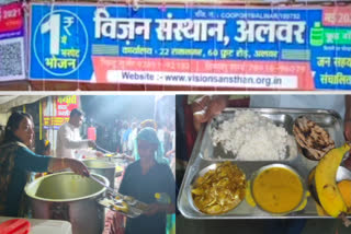 Alwar Youth serve one-rupee meal at their Vision Sansthan stall to feed the needy.