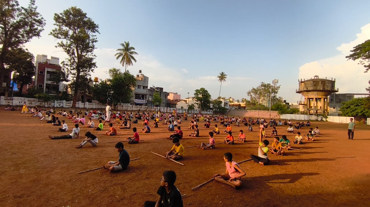 Ancient martial arts training camp in Belgaum: Children demonstrate martial arts skills with gusto