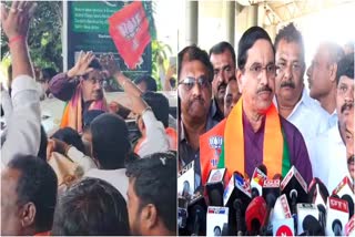 UNION MINISTER PRALHAD JOSHI  RECEIVED A GRAND WELCOME  DHARWAD