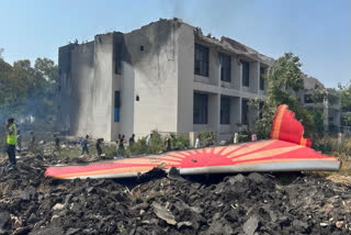 Debris of Air India Flight AI171 seen at the crash site, in Ahmedabad on Thursday, June 12, 2025.