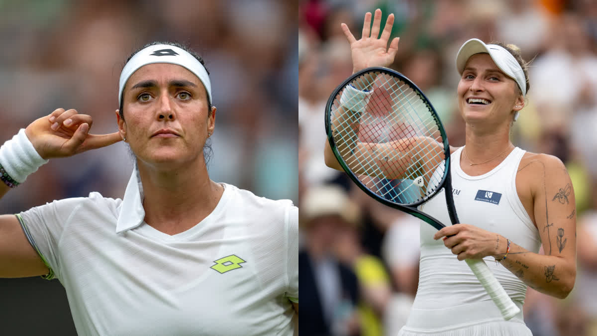 Wimbledon 2023  Wimbledon  Wimbledon 2023 Semi Final Result  Mohanlal  Wimbledon 2023 Mohanlal  Marketa Vondrousova  Ons Jabeur  Aryna Sabalenka  Elina Svitolina  വിംബിള്‍ഡണ്‍  വിംബിള്‍ഡണ്‍ വനിത സിംഗിള്‍സ്  മാര്‍ക്കേറ്റ വോണ്‍ഡ്രോസോവ  ഓന്‍സ് ജാബ്യൂര്‍  മോഹന്‍ലാല്‍ വിംബിള്‍ഡണ്‍