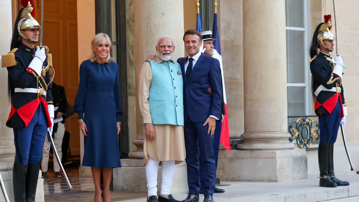 PM Modi, President Macron share warm hug, witness Bastille Day Parade in Paris