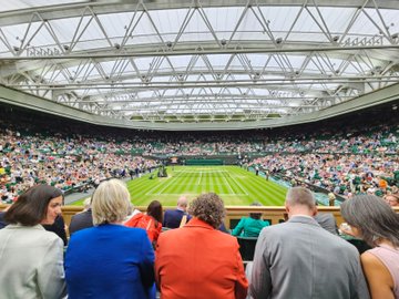 Mohanlal watches Wimbledon match in London  Mohanlal  Mohanlal watches Wimbledon  Wimbledon 2023  Mohanlal tweet  Mohanlal k madhavan  Mohanlal latest movies  മോഹൻ ലാൽ  മോഹൻ ലാൽ ചിത്രങ്ങൾ  കെ മാധവനും മോഹൻ ലാലും  വിംബിൾഡൺ 2023  വിംബിൾഡൺ വനിത സിംഗിൾസ് സെമി ഫൈനൽ  മോഹൻ ലാൽ ട്വിറ്റർ