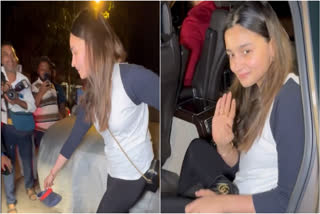 Bollywood actor Alia Bhatt went out for dinner with her sister Shaheen Bhatt and their mother Soni Razdan in Mumbai on Thursday. While the paparazzi scrambled to take pictures of them in front of a restaurant, one of them lost his slippers. Alia saw it and didn't think twice about helping him find the missing slipper. In fact, she picked up the slipper from a corner and handed it over to the person.