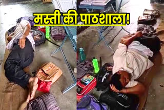 teacher caught sleeping in class in Chhatarpur