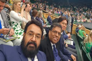 Mohanlal watches Wimbledon match in London  Mohanlal  Mohanlal watches Wimbledon  Wimbledon 2023  Mohanlal tweet  Mohanlal k madhavan  Mohanlal latest movies  മോഹൻ ലാൽ  മോഹൻ ലാൽ ചിത്രങ്ങൾ  കെ മാധവനും മോഹൻ ലാലും  വിംബിൾഡൺ 2023  വിംബിൾഡൺ വനിത സിംഗിൾസ് സെമി ഫൈനൽ  മോഹൻ ലാൽ ട്വിറ്റർ