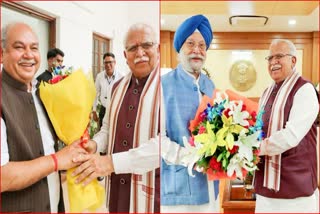 CM Manohar Lal meet central ministers in Delhi