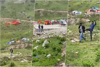 passenger-kicked-by-security-personnel-for-taking-selfie-on-helipad-in-kedarnath-dham-of-uttarakhand