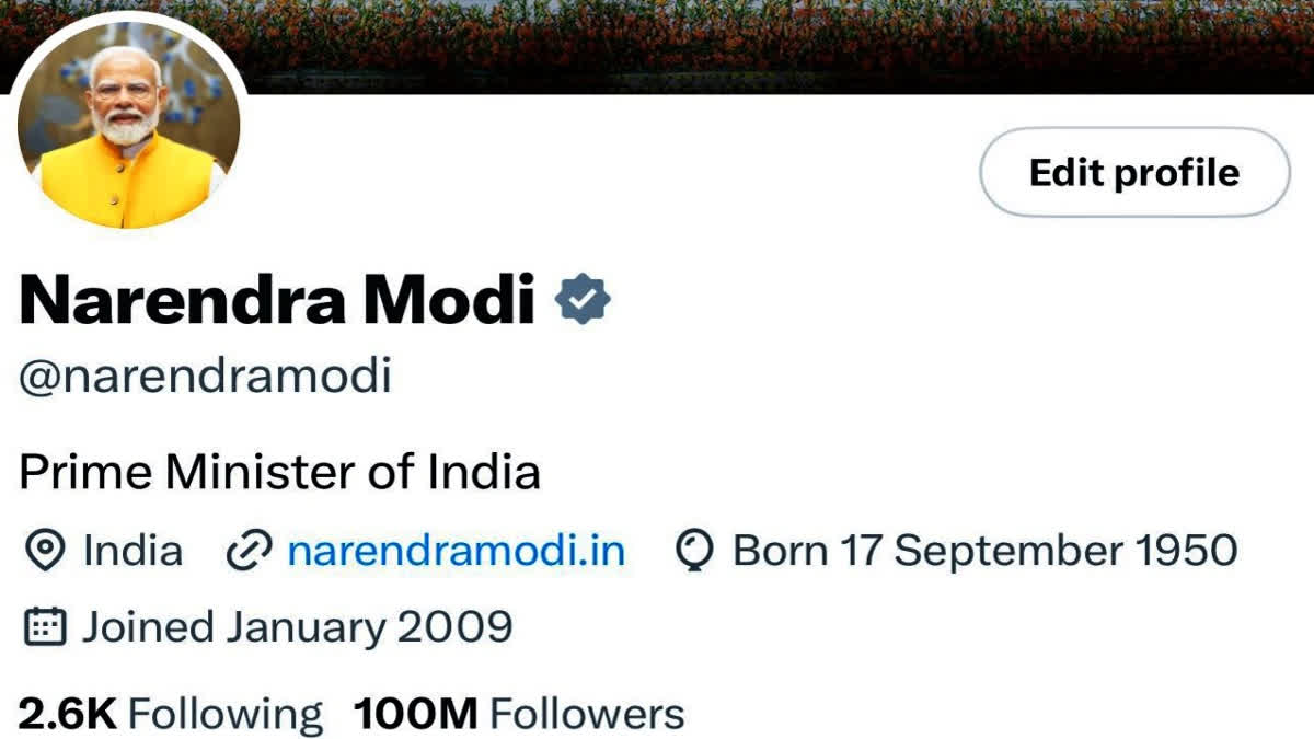 Screengrab of PM Modi's X Handle Profile Section