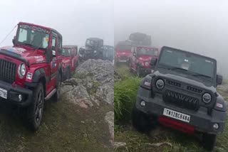 TRUCKING VEHICLES GOT STUCK  TRUCKING AT NAALUMALA  അനധികൃത ട്രക്കിംഗ്  വിനോദസഞ്ചാരികളുടെ വാഹനങ്ങൾ കുടുങ്ങി