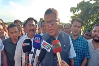 Ranoj Pegu visits flood affected areas of bokakhat