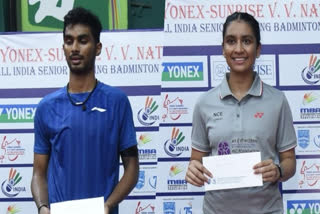 Karnataka's Saneeth DS and Gujarat's Tasnim Mir notched up comprehensive victories over their respective opponents to secure the men's and women's singles titles in the Yonex-Sunrise VV Natu Memorial All India Senior Ranking badminton tournament in Pune on Sunday.