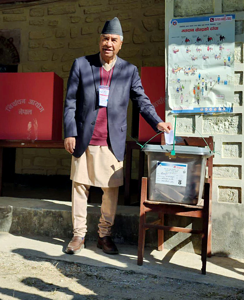 DEUBAS SOLID BACKING NEPALI CONGRESS CHIEF SHER BAHADUR DEUBA BIDYA BHANDARI