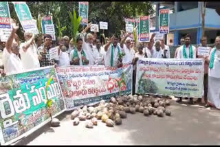 The coconut farmers protested in front of the collectorate