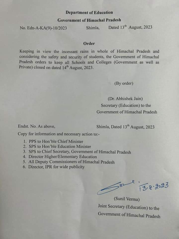 All educational institutions closed in Himachal