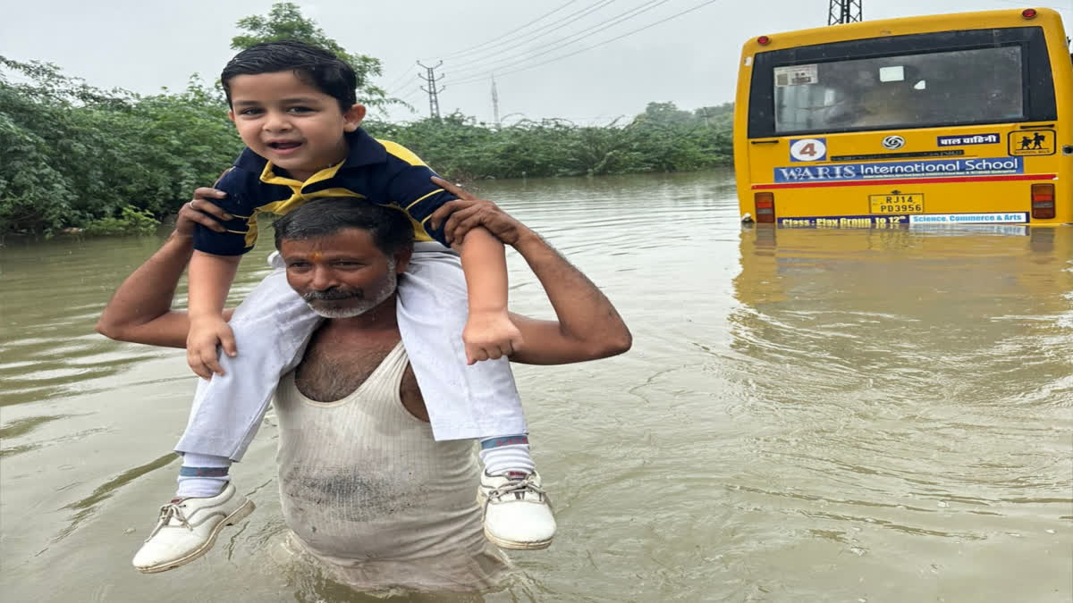 school bus got stuck in water