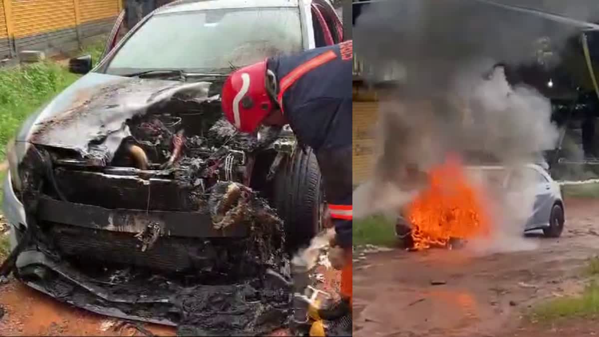 RUNNING CAR CAUGHT FIRE  ഓടിക്കൊണ്ടിരുന്ന കാറിന് തീ പിടിച്ചു  CAR CAUGHT FIRE IN MUKKAM  മുക്കത്ത് കാറിന് തീ പിടിച്ചു