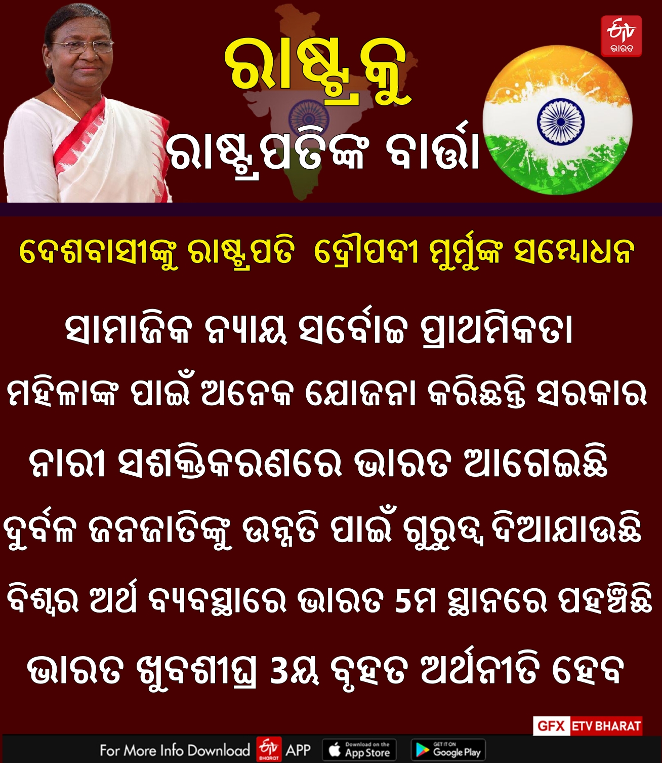 ରାଷ୍ଟ୍ରପତିଙ୍କ ବାର୍ତ୍ତା