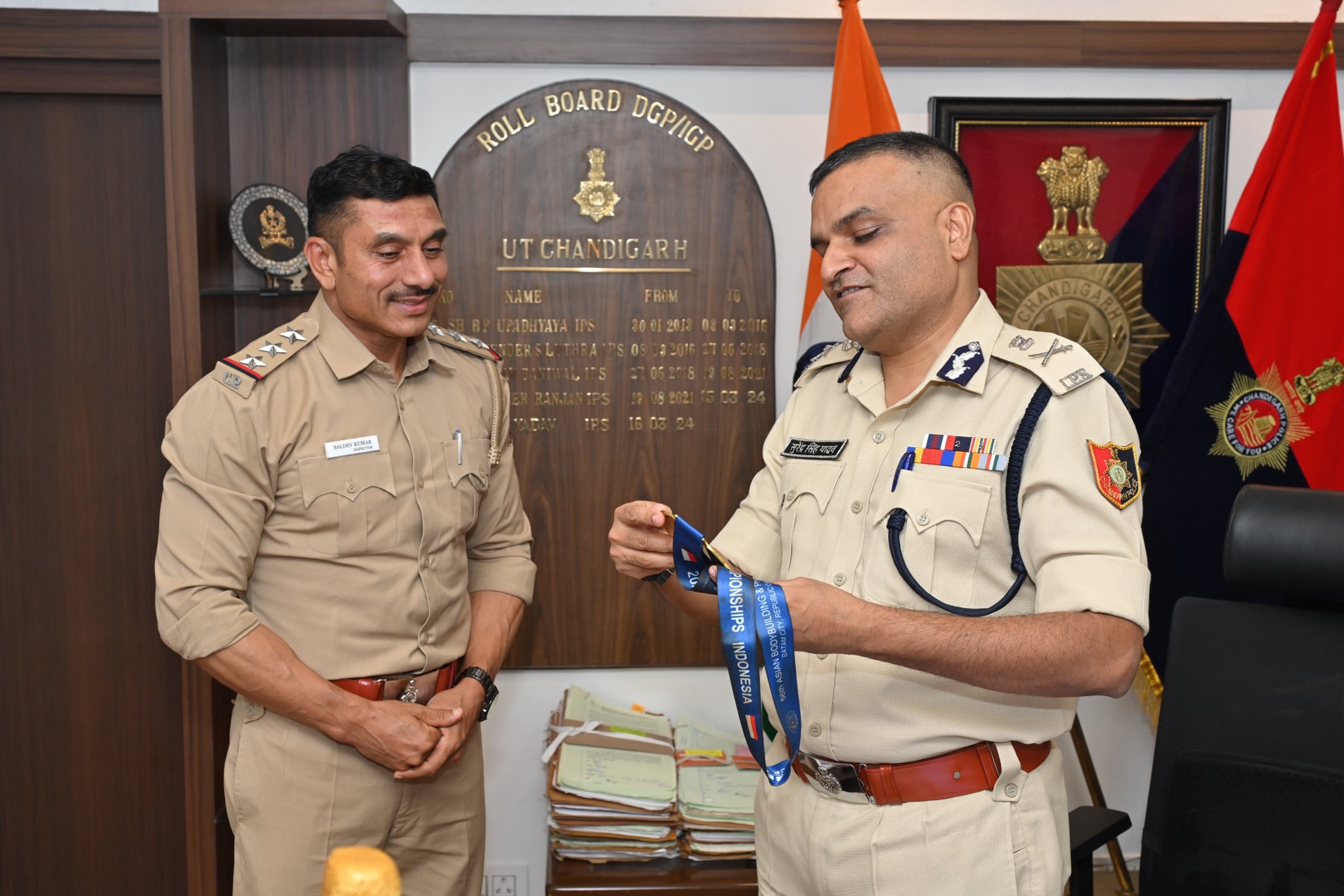 Inspector Baldev Kumar of Chandigarh won gold medal in Asian Body Building and Physics Sports Championship in Indonesia