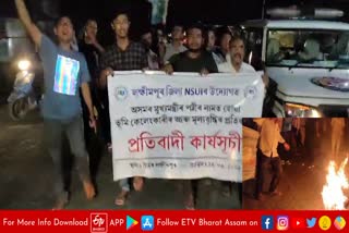 NSUI burnt cm effigy in lakhimpur