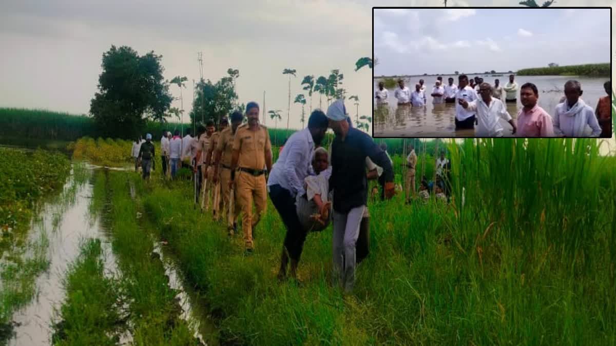 backwater fields of jayakwadi thousands of hectares of crops were destroyed, farmers protest for compensation in Gangapur Chhatrapati Sambhajinagar