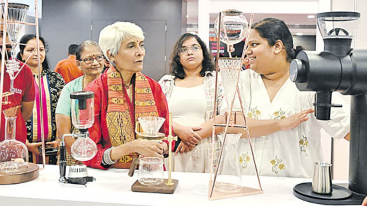 Sunalini Menon in conversation with attendees at Indian Coffee Festival in Hyderabad