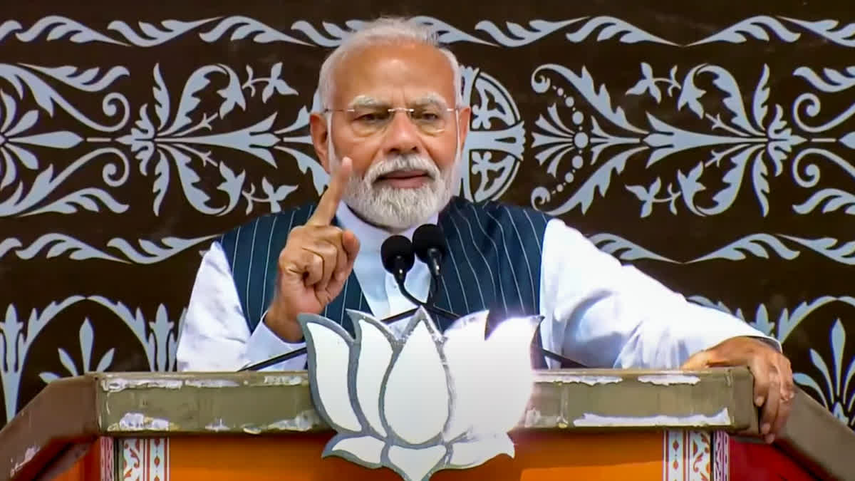 Prime Minister Narendra Modi addressing a rally in J&K's Doda district on Saturday.