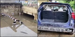 10 feet of rain water under Faridabad railway under bridge: two youths died after car got stuck