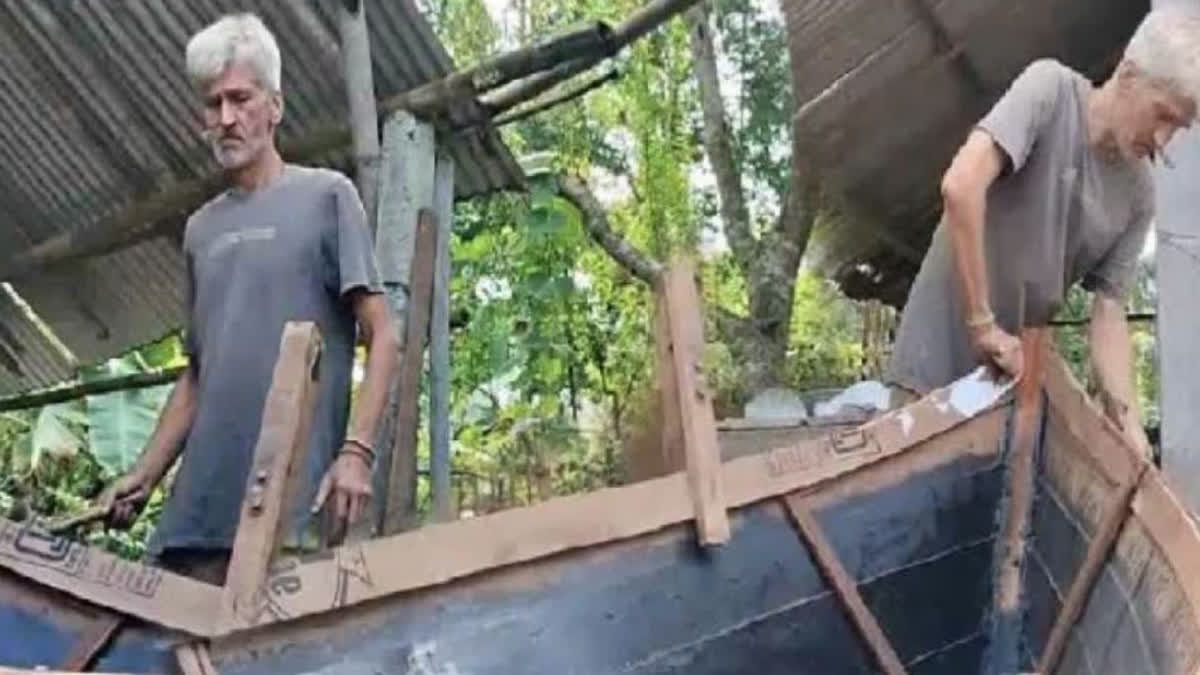 RUSSIAN MAN BUILDS A BOAT