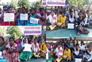 Tea workers protest at Lahowal