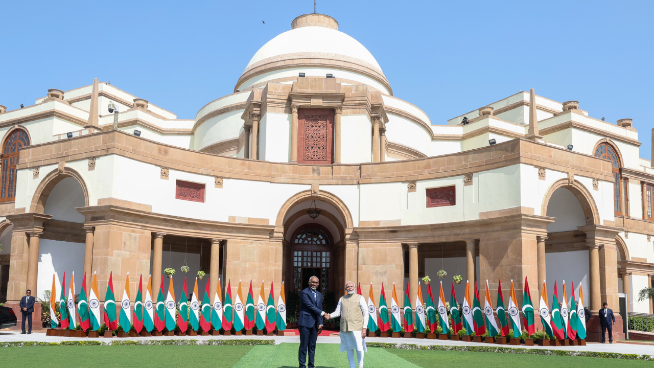 PM Modi meets President of Maldives Dr. Mohamed Muizzu at Hyderabad House, New Delhi on October 7, 2024