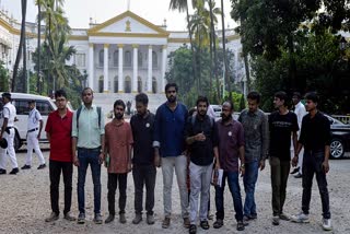 A delegation of junior doctors outside the Raj Bhavan on Monday.