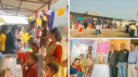 Children set up food stalls