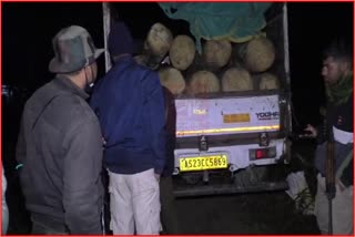 Wood loaded vehicle seized