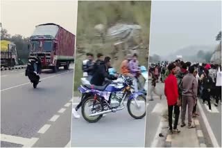 Youths Performed Various Stunts On Bike At National Highway