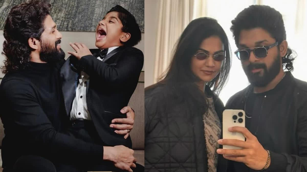 Allu Arjun with son Ayaan and wife Sneha Reddy