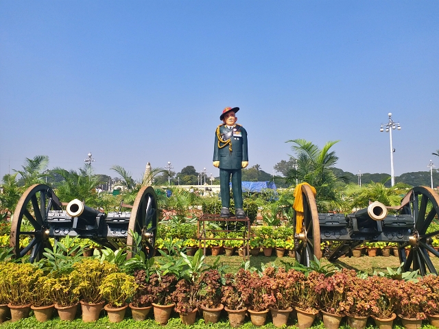 Tributes to  Bipin Rawat in flowers show