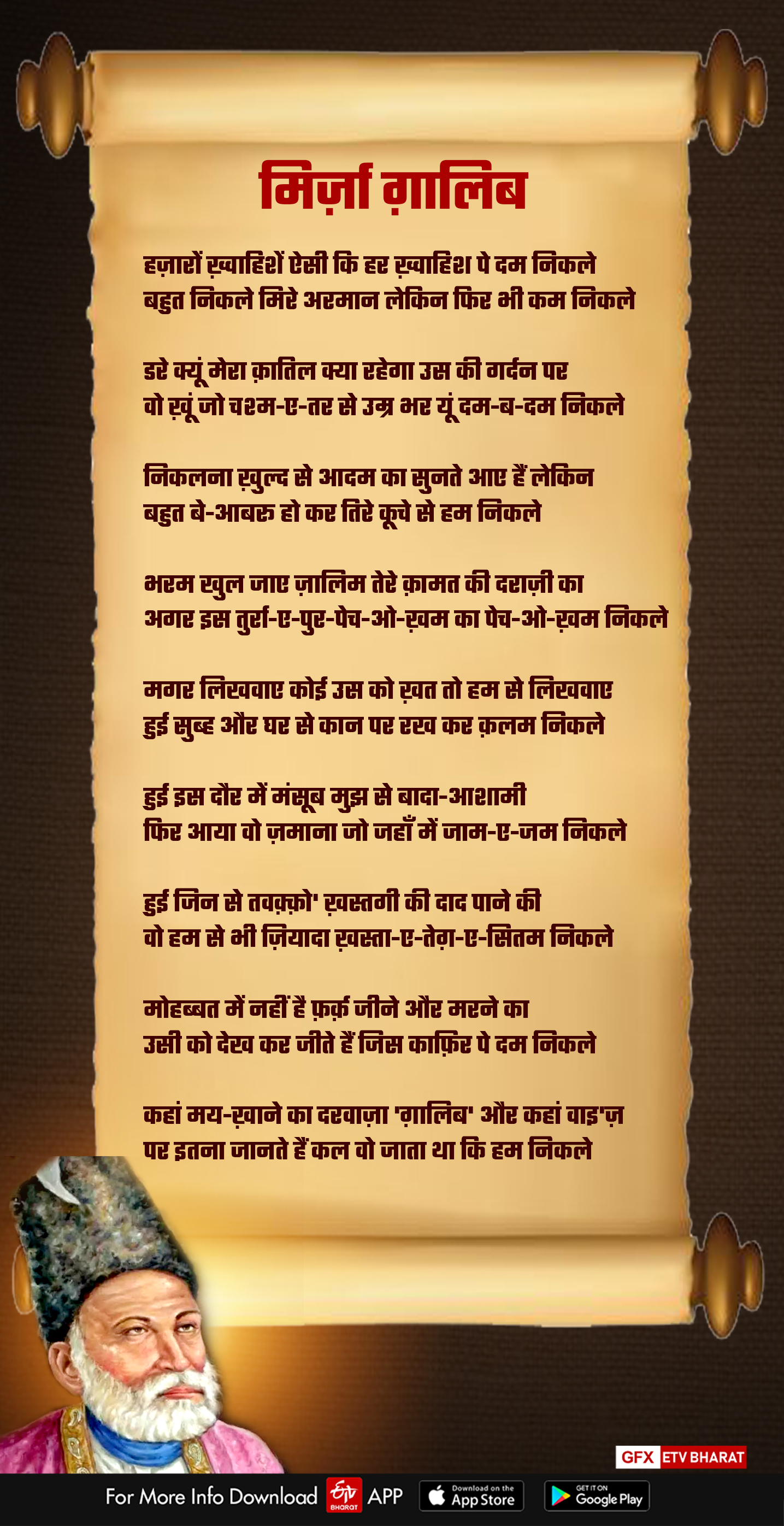 महान शायर असदुल्लाह ख़ां मिर्ज़ा ग़ालिब की शायरी और ग़ज़लें