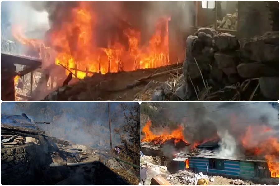 Fire incident in majhan village Kullu .