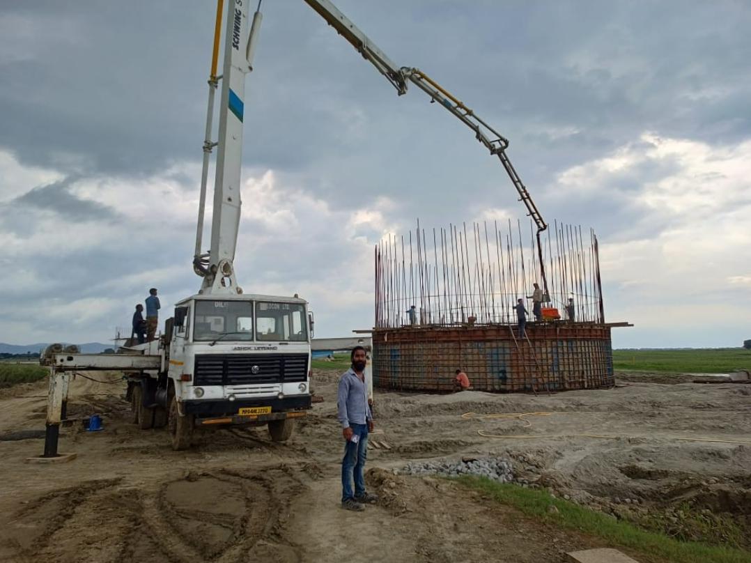 Under construction bridge over river Ganga