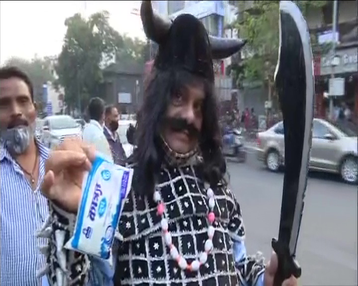 man dressed up as Ravana