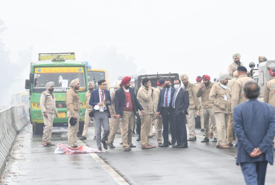 Prime Minister Narendra Modi, who was travelling by road in Punjab, was stuck on a flyover for 15-20 minutes due to blockade by some protesters