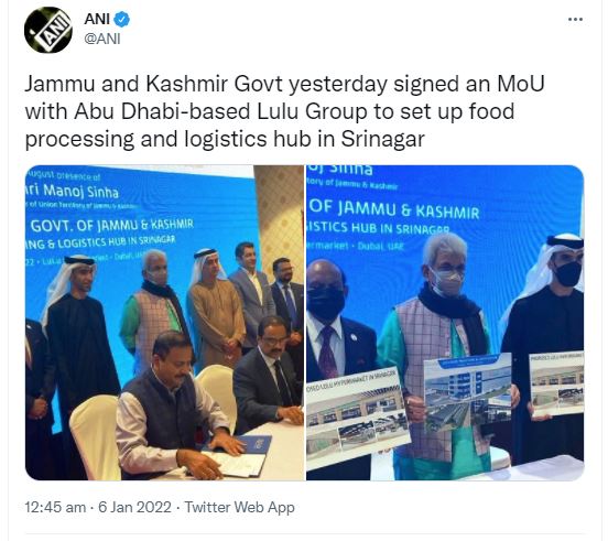 J&K Govt signed MoU with LuLu Group