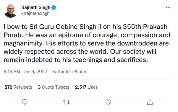 rajnath singh tweet