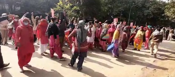 Anganwadi workers protest Rewari