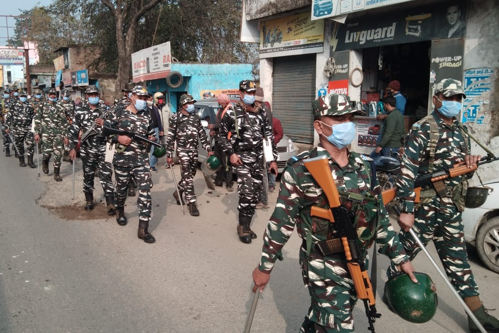 paramilitary forces took out flag march