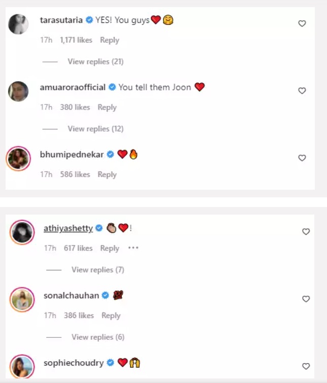 celebs comments