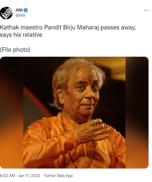 Kathak dancer Pandit Birju Maharaj passes away