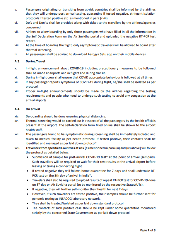 From Jan 22nd isolation facility not mandatory for int'l travelers arriving from at-risk countries