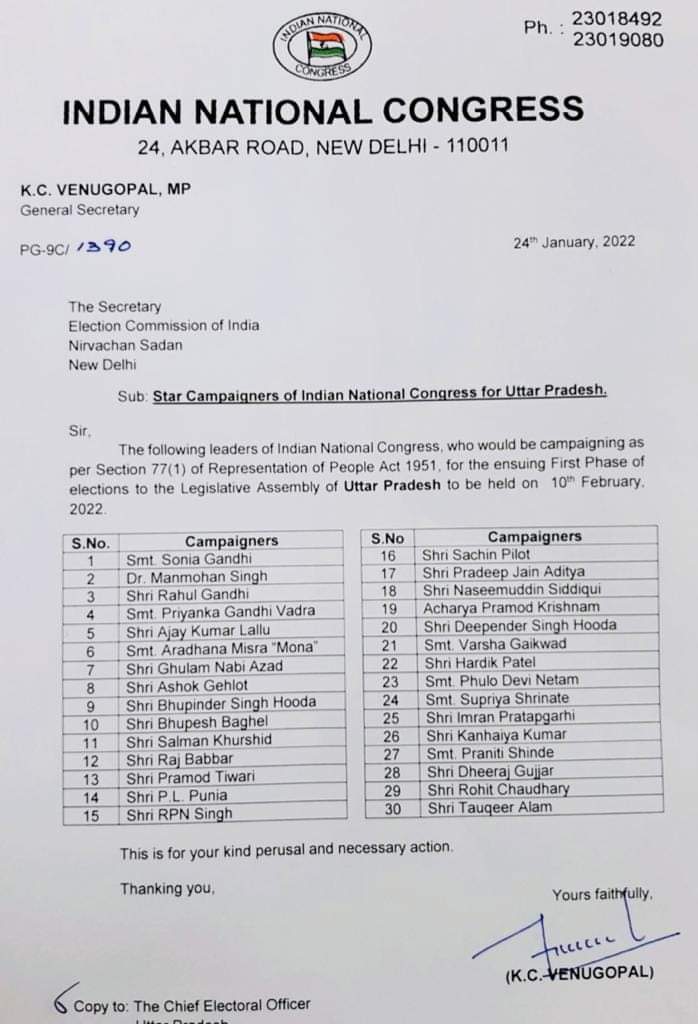 congress star campaigners